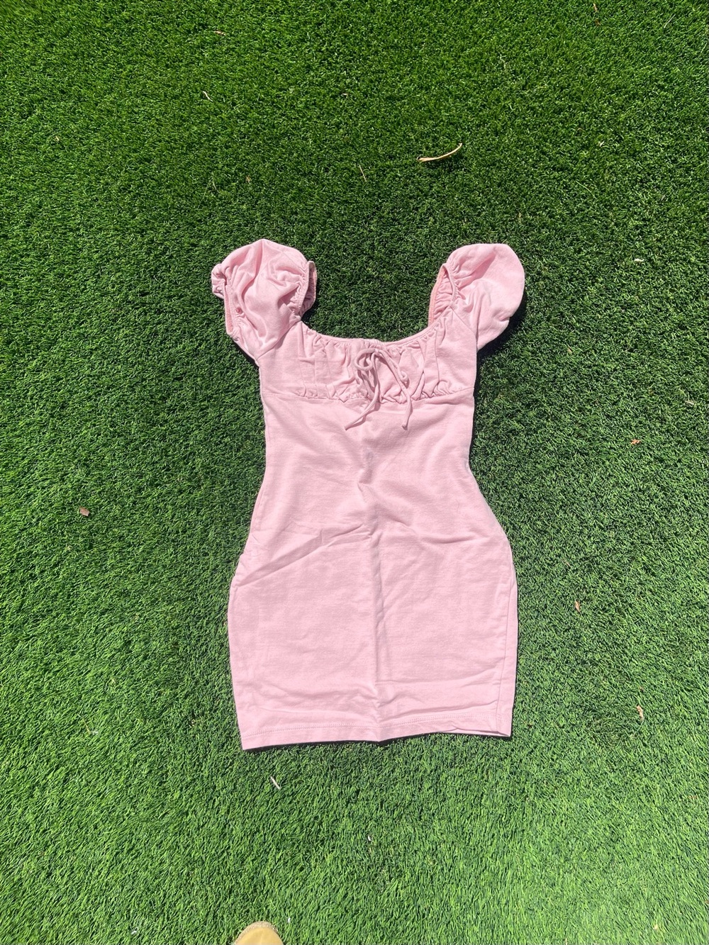 Pink Puff Sleeve Bodycon Dress